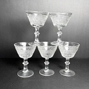 Vintage Duncan Miller 5" Tall Sherbet/Champagne Glasses set Of 5 Mid-Century